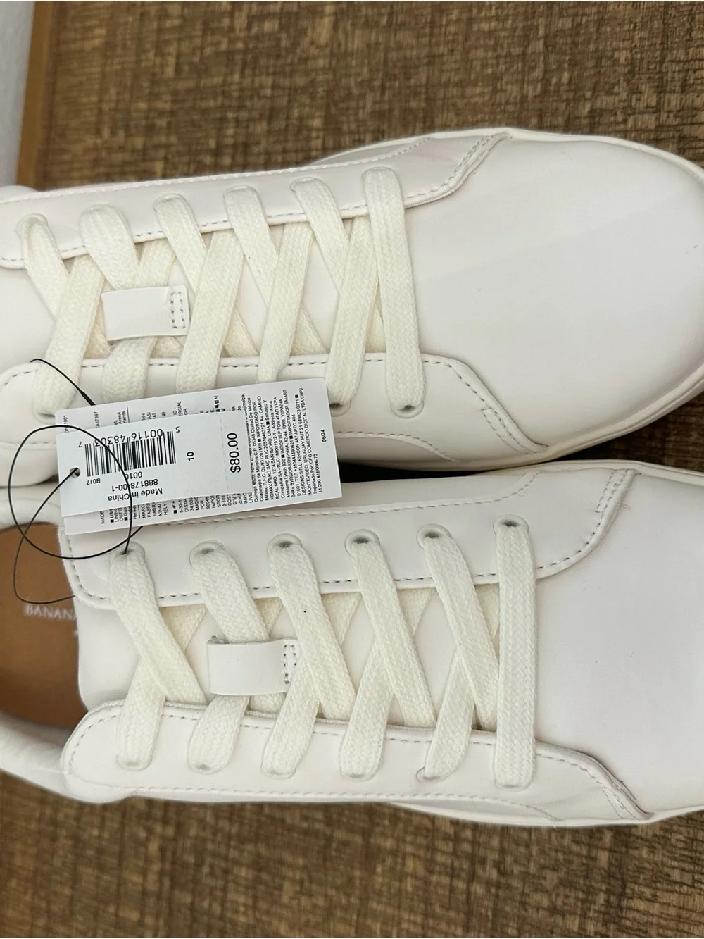Banana Republic Men's White Low-Top Leather Sneakers